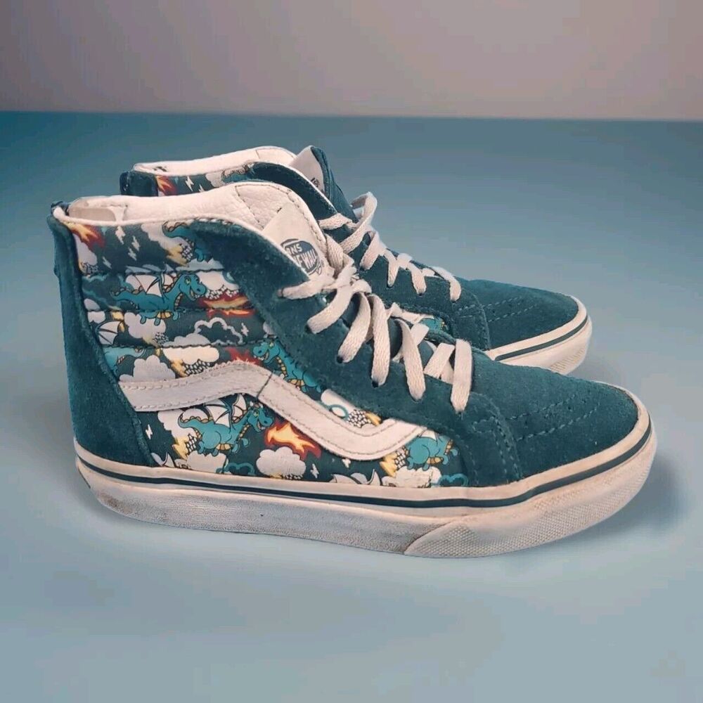 VANS Youth Teal DRAGON Kids Sk8-Hi Zip Shoes Glow In The Dark Size 1